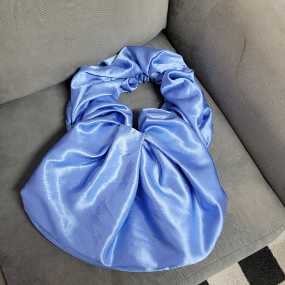 Room Shop Handbags - Room Shop Satin Hobo Bounce Bag in Baby Blue